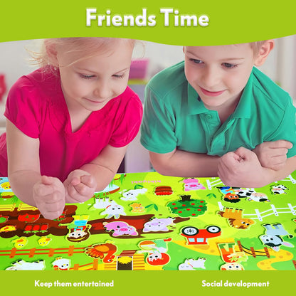 Kikiyaki Felt Board for Toddlers Play Farm Animals Story Sets, Large Wall Activity Busy Board for Kids, Montessori Toys, Barnyard Theme Interactive Sensory Toys, Preschool Learning Play Kit, Classroom