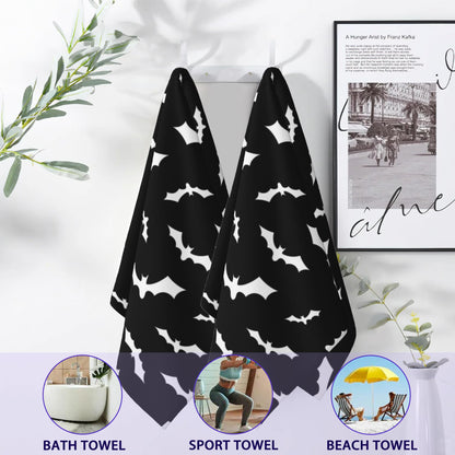 BIGXIUKA Black White Bat Bathroom Hand Towels,Bat Halloween Bath Hand Towel for Decorative Fingertip Towels Set of 2 for Farmhouse Gym Kitchen Hotel Yoga Gifts