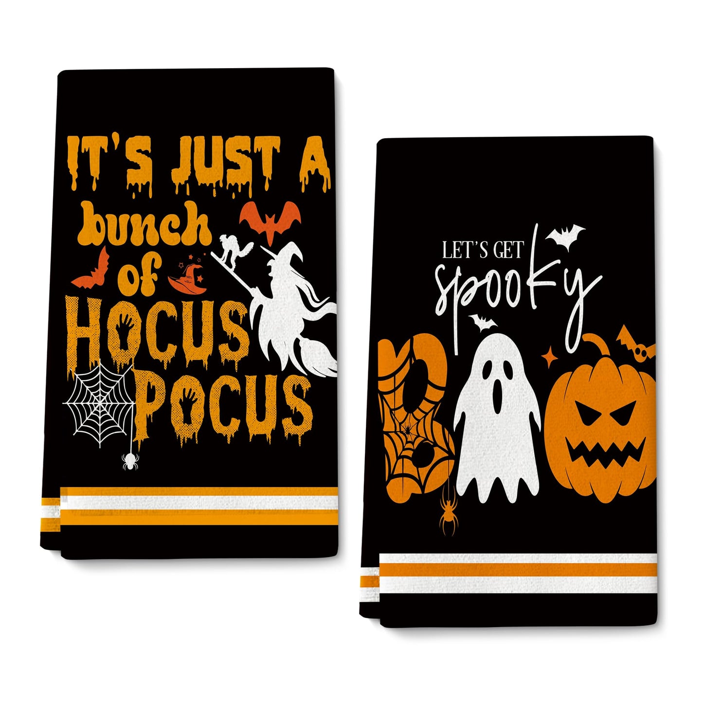 Pintukee Halloween Kitchen Dish Towels Absorbent Spooky Ghost Boo Pumpkin Tea Towels Halloween Kitchen Decor
