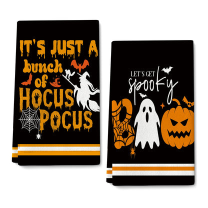 Pintukee Halloween Kitchen Dish Towels Absorbent Spooky Ghost Boo Pumpkin Tea Towels Halloween Kitchen Decor