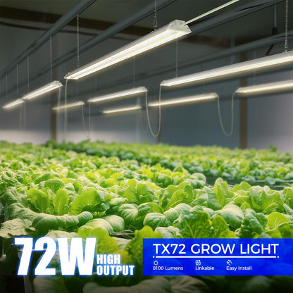 Barrina TX72 Grow Light for Indoor Plants, 4FT, 288W(4 x 72W, 2000W Equivalent), Full Spectrum with 660nm Red LEDs, High PPFD, Mechanical Timer, Linkable, Hanging Plant Lights for Greenhouse, 4 Pack