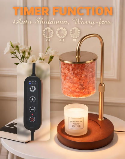 ARVIDSSON Candle Warmer Lamp with Himalayan Pink Salt, Timer & Dimmable Candle Warmer for Jar Candles, Birthday Gifts for Women Mom, House Warming Gifts, Candle Lamp Warmer for Home Decor