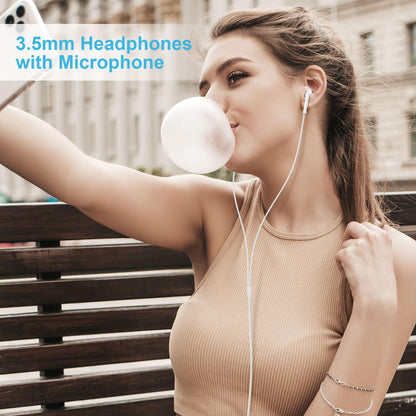 for Apple Earbuds Wired [Clear Call & No Noise], [MFi Certified] 3.5mm Headphones with Microphone Volume Control HiFi Stereo Ear Buds for iPhone/iPad/Kindle/Weather Radio/Airplane [2 Pack]
