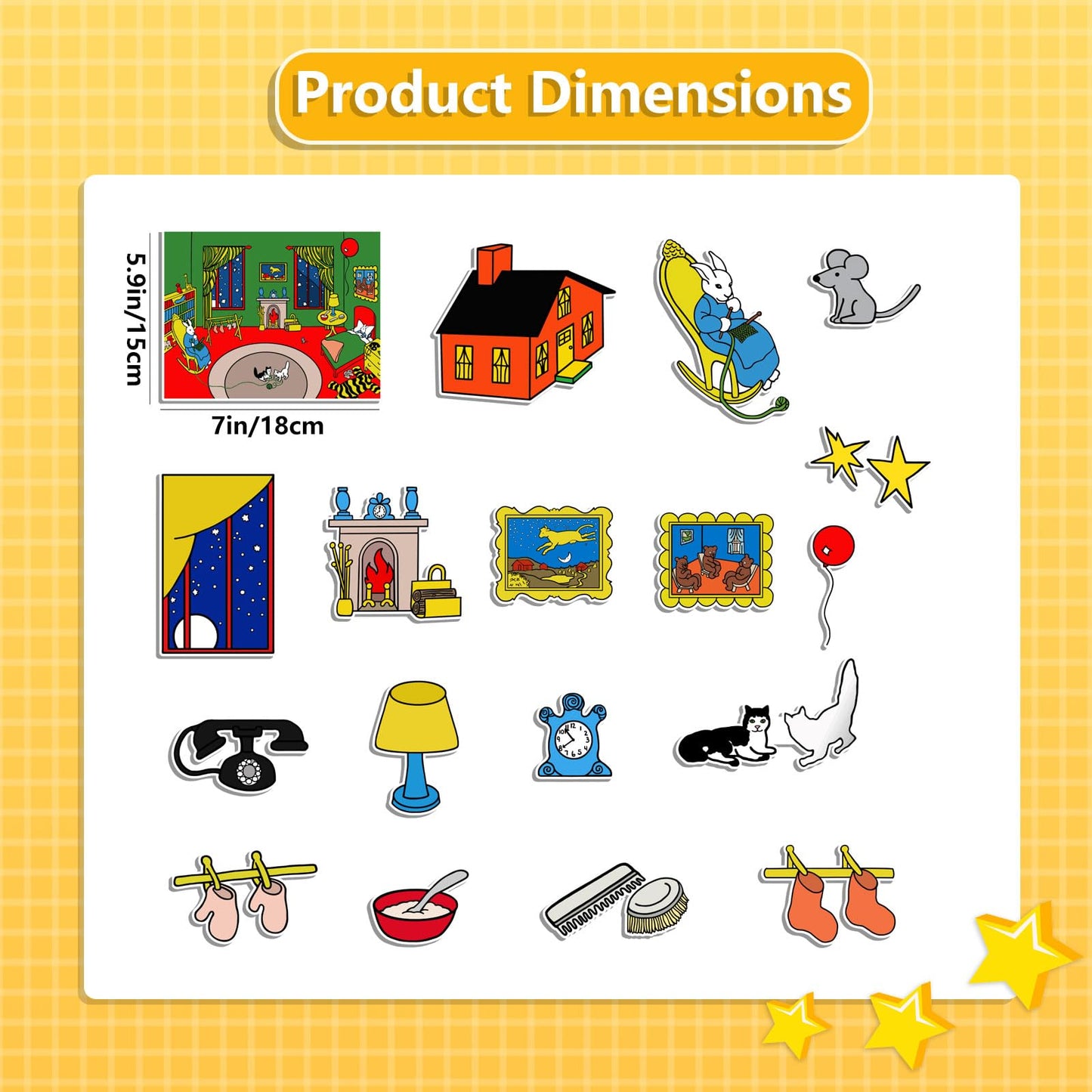 Thryvomniq Good Night Moon Selt Board Story Sets 17 Pcs Felt Pieces Toddler Interactive Games Preschool Storytelling Learning Activities Felt Toys