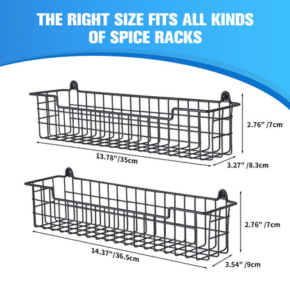 GUUKAR Spice Rack Organizer Wall Mount, Spice Organization Storage Shelf for Cabinet Door, 2 Packs Wall Spice Rack Saving Space for Kitchen, Black