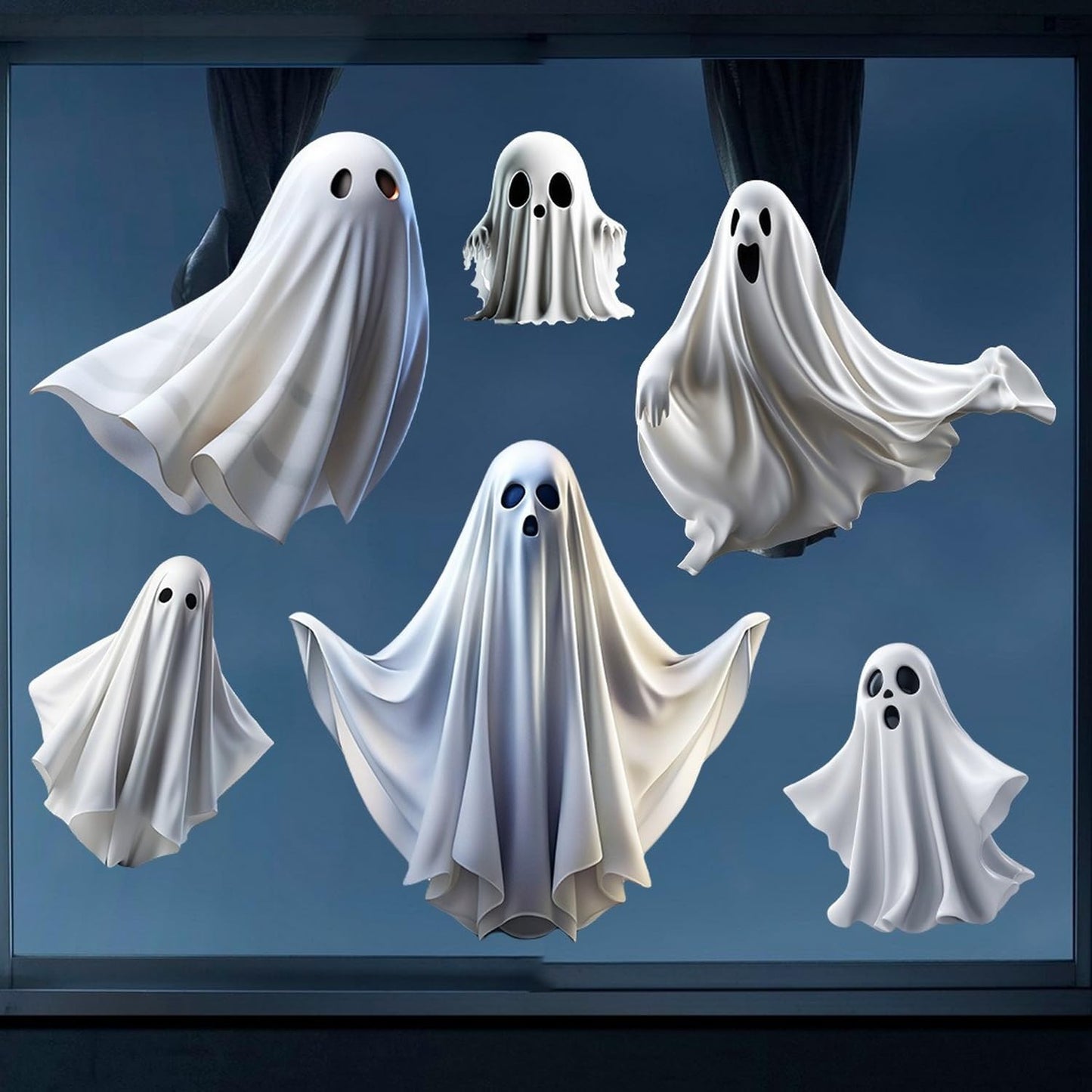 1 Sheet Halloween Ghost Window Clings for Glass Windows, Cute Ghost Window Stickers, Ghost Decal Window Clings Static Cling Decal for School Home Office Decoration Halloween Party Supplies
