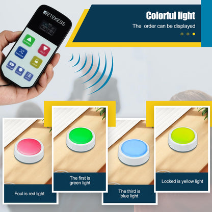 Retekess TM102 Trivia Buzzers,Jeopardy Buzzers,3 Working Modes,66ft,Physical Switches,Family Feud Game for Adults with 4 Rechargeable Buzzers