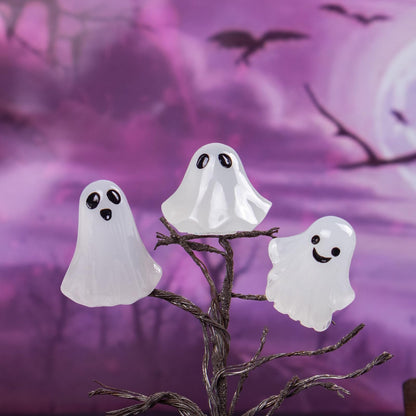 Cutecutedy 60Pcs Mini Resin Ghost Figurines,Tiny Little Ghosts for Halloween Decor,Cute Spooky Vase Filler,Tiered Tray & Table Centerpiece,Miniature Party Favors,Home Decor（Luminous）