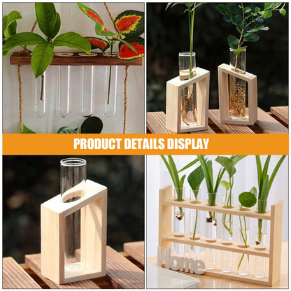 Outanaya 4pcs Transparent Hydroponic Test Tube Vases for Plant Propagation Clear Glass Water Tubes for Flowers Decorative Desk Terrarium Station for Home and Office