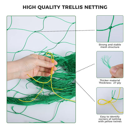 Kikhope Trellis Netting for Climbing Plants, 2 Pack 5.9 ft x 16.4 ft Heavy Duty Garden Trellis Netting for Cucumber, Vine, Tomato, Plants Trellis Net for Climbing Vine Plants Fruits & Vegetables