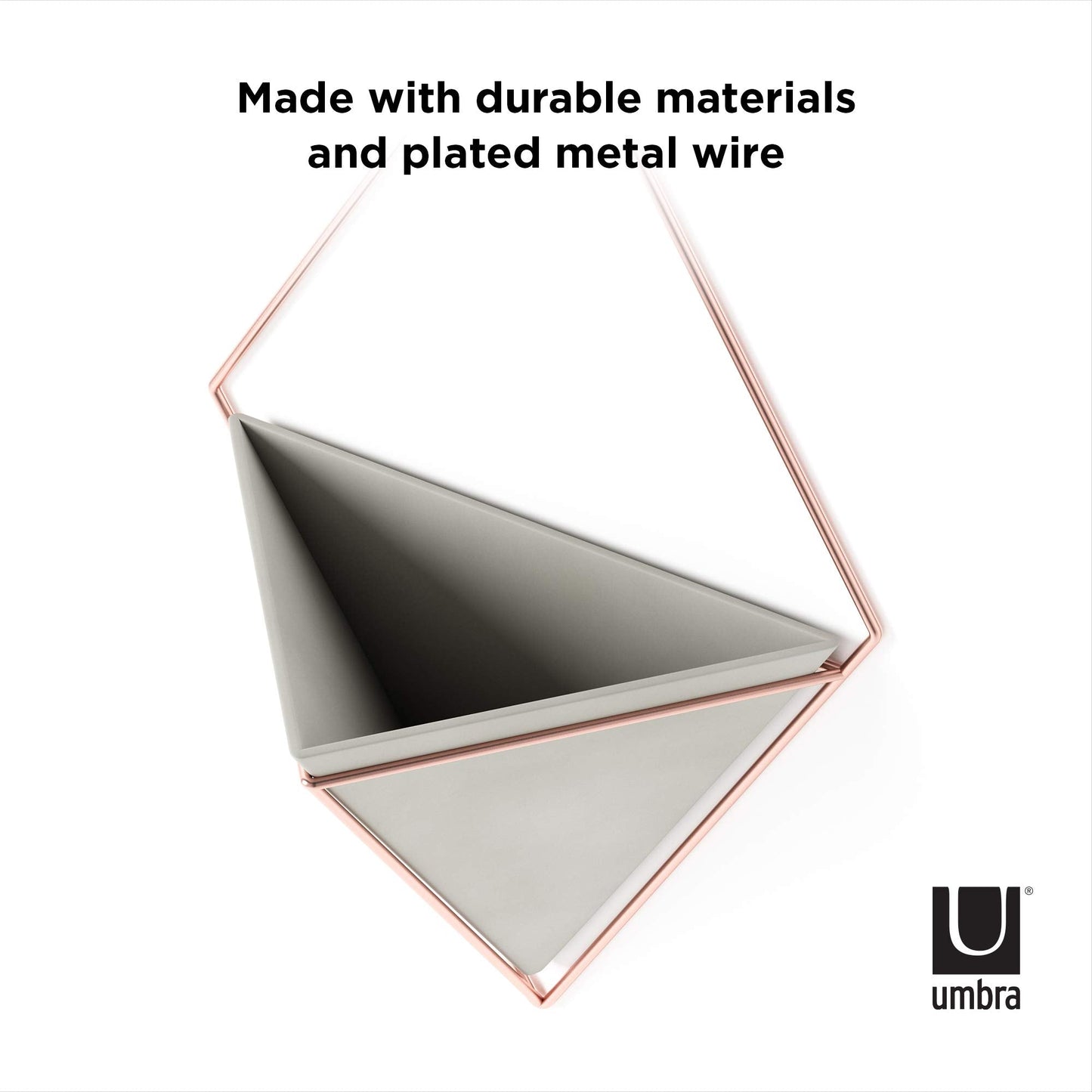 Umbra Trigg Hanging Planter Vase Wall Decor, Pot and Container for Succulents, Cactus, Faux Plants, and More, Large, Grey/Copper