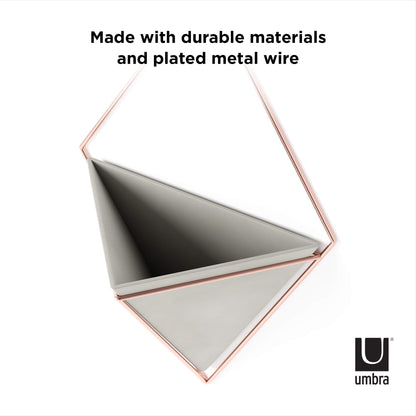 Umbra Trigg Hanging Planter Vase Wall Decor, Pot and Container for Succulents, Cactus, Faux Plants, and More, Large, Grey/Copper