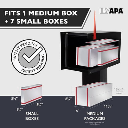 Ilyapa Modern Mailbox for Post Mount - White with White Door Powder Coated Steel, Waterproof Letter Box for Parcels, with Recessed Magnetic Close Door