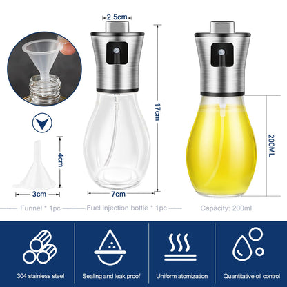 Oil Sprayer for Cooking,Olive Oil Fine Mist Sprayer - 200ML Mister Bottle for Cooking, Baking, and Air Fryer - Avocado and Canola Oil Dispenser - Kitchen Gadget Essentials