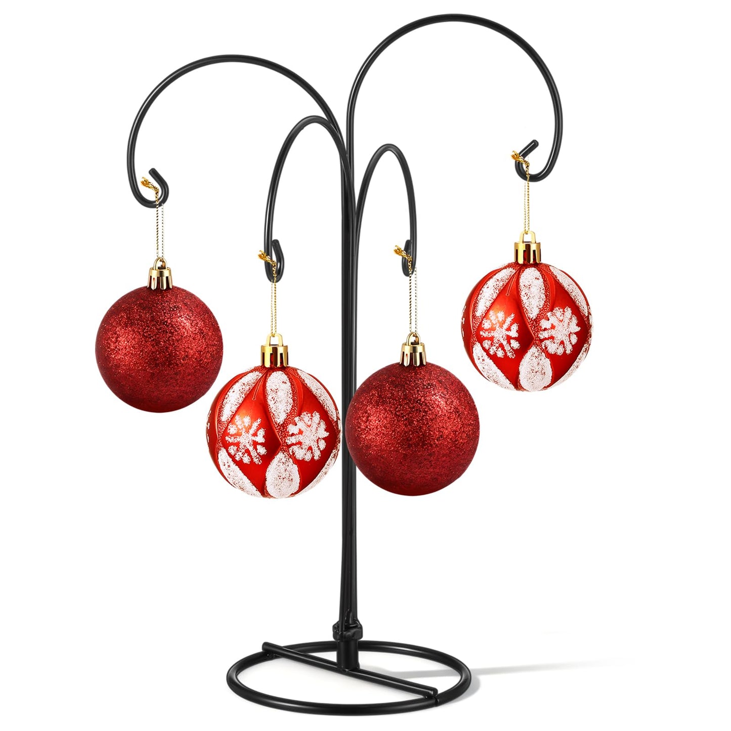 Otoolling 4 Arms Ornament Display Stand Holder 12 Inch Christmas Hanger Hook Dog Cat Glass Ball Bauble for Christmas Wedding Home Office Decoration(Black)