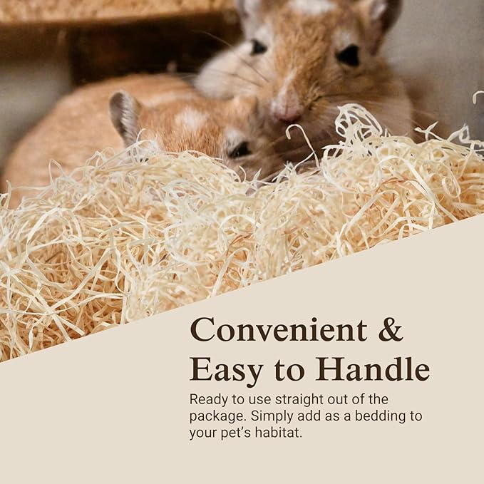 The Habitat Life - Natural Ribbon Cut Excelsior - for Birds, Hamsters, Gerbils, Rats & Other Small Mammals - Soft & Absorbent - Wood Fiber - Dye-Free & Safe - Small - 1 Pack