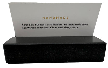 Craftsman Stoneworks Business Card Holder for Desk - Honed Black Absolute Granite Display for Cards, Desktop Business Card Stand for Home or Office. Handmade in California.