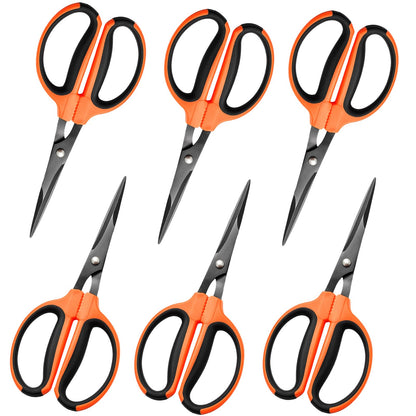 GROWNEER 6 Packs Trimming Scissors Teflon Coated Non Stick Blades Pruning Shears Gardening Hand Pruning Snips with Straight Stainless Steel Precision Blade