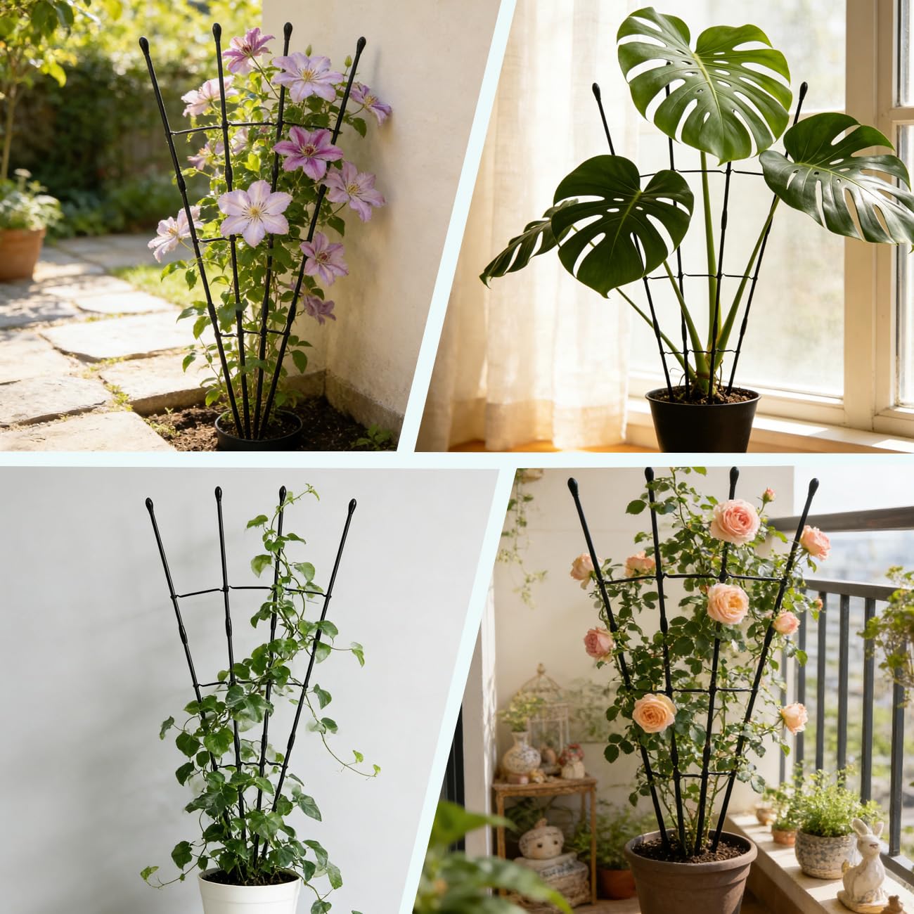 Garden Trellis for Climbing Plants, 47Inch Plant Trellis for Potted Plants, Sturdy House Plant Support for Ivy, Hoya, Flower Trellis for Climbing Roses -1 Pack