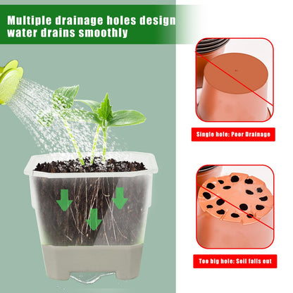 KELFEEAO 20PCS Clear Nursery Pots, 4in Plastic Silicone Seedling Plant Pot with Drainage Holes Square Flower Plant Seed Pot for Vegetables, Indoor Outdoor Use (Gray)