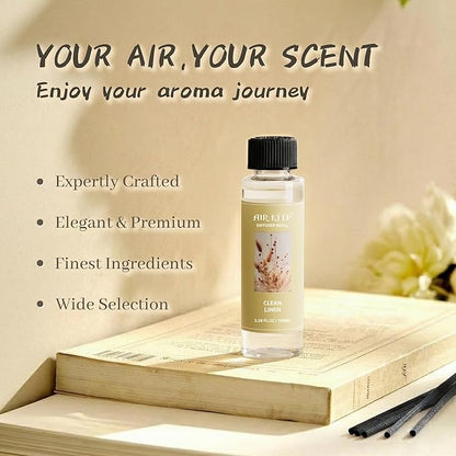 Airkeep Reed Diffuser Oil Refill/Clean Linen/3.38 oz/1 Pack/Air Freshener & Aromatherapy Essential Oil Blend for Home Fragrance – Scented Refill Oil for Bathroom, Bedroom & Home Decor