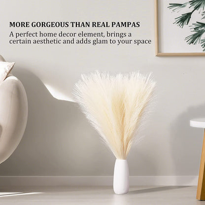 EVODIS Faux Pampas Grass, 18"/45cm Artificial Pampas Grass Fluffy 6 Stem pompous Grass Flower Arrangement for Boho Home Wedding Decoration(Grey)