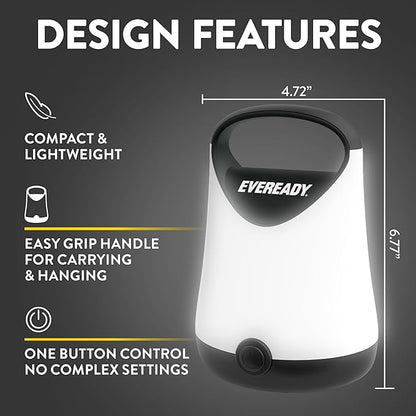 Eveready LED Camping Lantern X-250 (2-Pack), Super Bright Tent Lights, Rugged Water Resistant LED Lanterns, 100 Hour Run-time (Batteries Included), Black