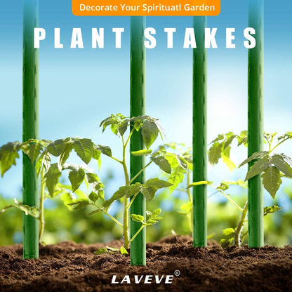 LAVEVE Garden Stakes 36 Inches Heavy Duty Steel Tomato Stake, Plastic Coated Support for Securing Trees, Climbing Plants, Cucumber, Beans, Pack of 20