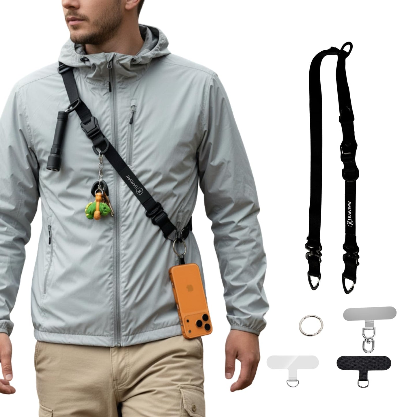 EAWEAW Heavy Duty Phone Lanyard Crossbody, Thick Adjustable Strap for iPhone & Android, Hands-Free Neck Strap with Secure Patch, Durable Anti-Drop Crossbody Phone Holder for Travel & Hiking
