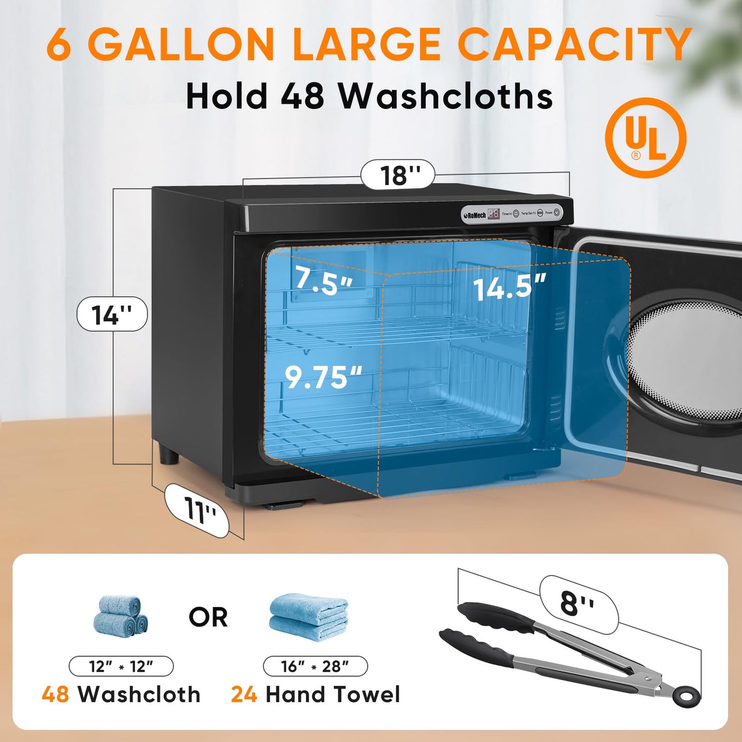 ROMECH 23L Hot Towel Warmer Cabinet, Professional Towel Heater with LED Temperature Display Setting, Extra Large Capacity Towel Warmers for Spa Massage Salon Home (White, 23L)