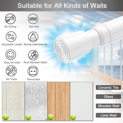 AIZESI 1pcs Tension Curtain Rod Spring Tension Rod Short Curtian Rods No Drilling Expandable Spring Loaded Curtain Tension Rod Adjustable 26 to 39 inch,Best Use Range 28 to 36 inch，White
