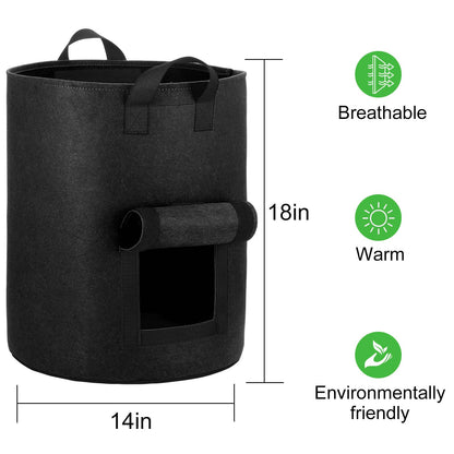 OPPOLIFE 4-Pack 10 Gallon Potato Grow Bags with Flap Window, Heavy Duty Aeration Fabric Pots with Handles for Garden and Planting(Black)