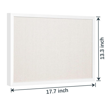 OWLKELA 13.3"x17.7" inch Bulletin Board with Linen, White Wood Style Frame, with 10 Pushpins, Linen Cork Board, Ideal for School, Home & Office