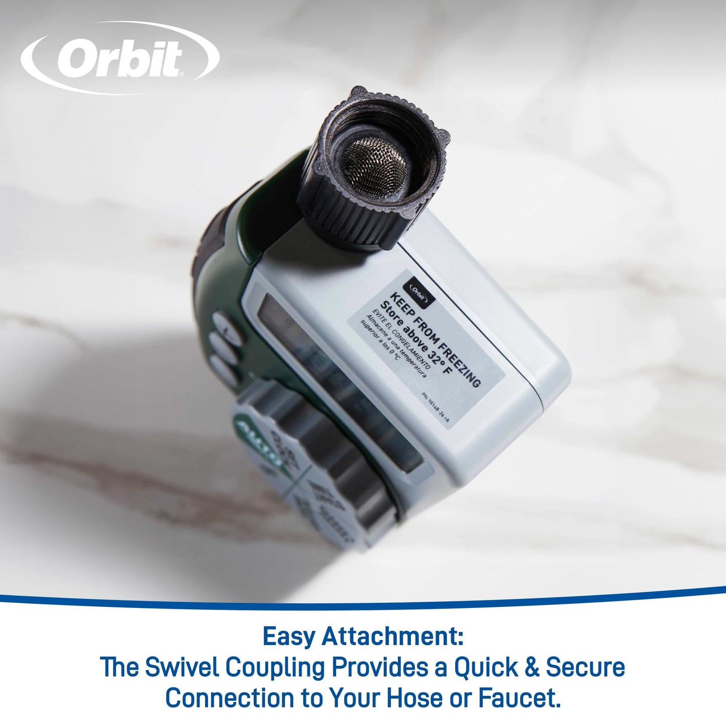 Orbit Programmable Digital Hose Watering Timer - 1 Outlet - Battery Powered - with LCD Screen - Built-in Rain Delay - Water-Resistant - 62061