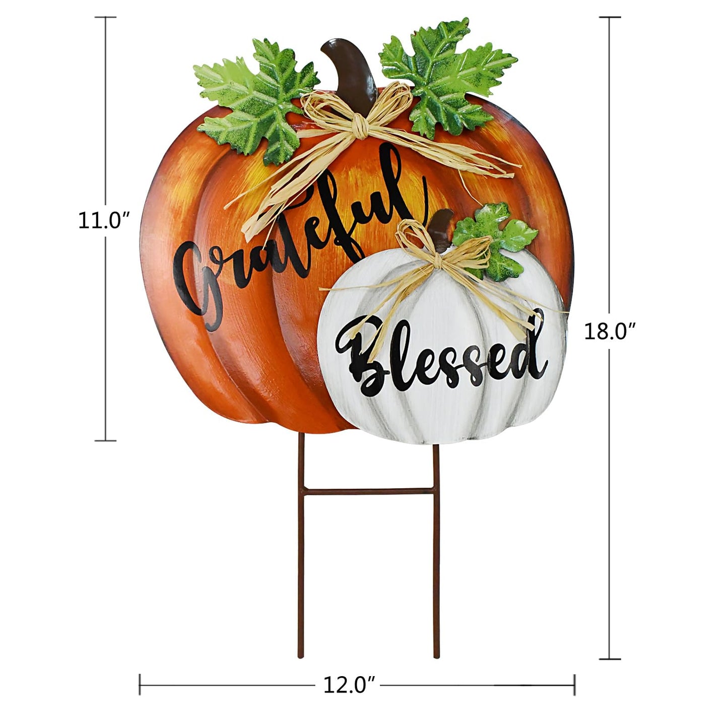 Linfevisi Fall Decor Outdoor Pumpkin Stakes Yard Signs Metal Garden Stake Stacked Pumpkins Lawn Ornaments Yard Art Outside Decorations Autumn Harvest for Thanksgiving Porch Patio 18 Inch