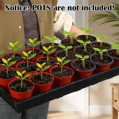 RooTrimmer 1020 Flat Seed Starter Trays 10 Pack, Plastic Nursery Pots Trays & Seeds Potting Plants Tray, Durable Carrying Seedling Starting Tray for Planting (Black)