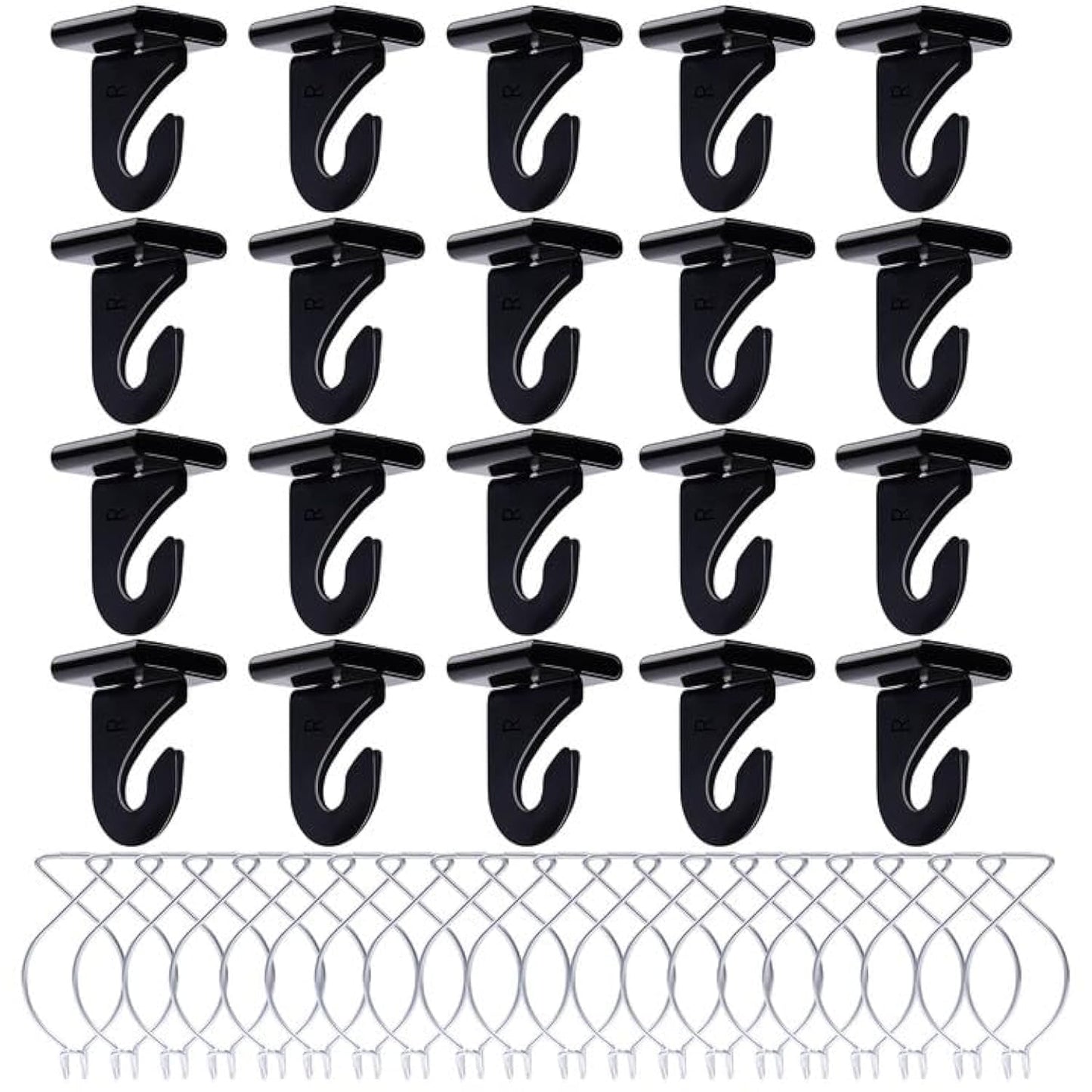 OALEN 40 Drop Ceiling Hooks for Classrooms & Offices, Black Heavy Duty Ceiling Hooks for Hanging Plants & Decorations, Metal T-Bar Hooks for Suspended Drop Ceiling Tiles
