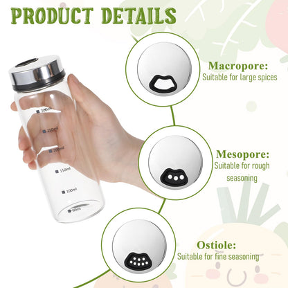 MySHUCE 4Pcs 10 oz Large Salt & Pepper Shakers, Clear Glass Shaker Bottles with 4 Adjustable Outlet Holes Spice Seasoning Cans for Kitchen Decor Home Restaurant BBQ Camping