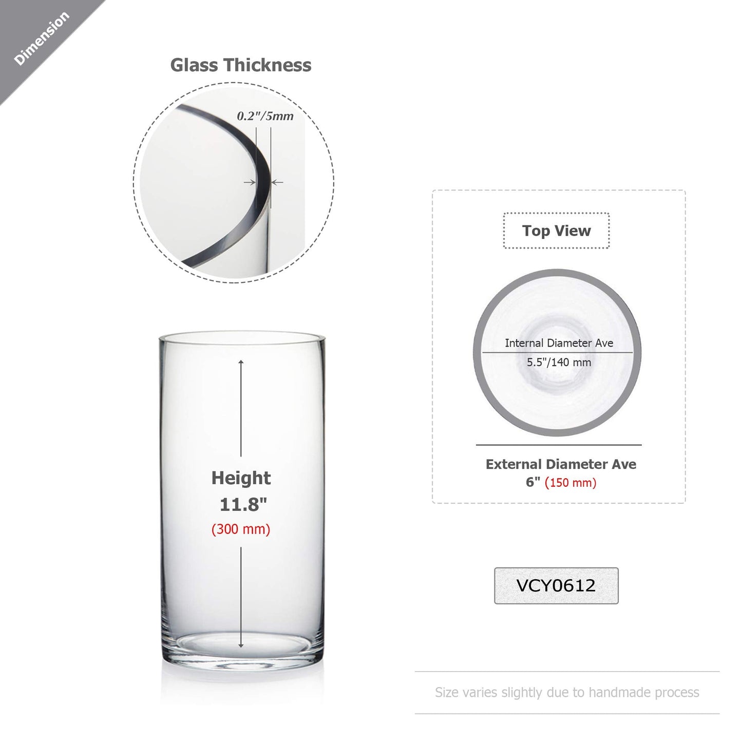 WGV Cylinder Vase Bulk, Width 6", Height 12", Clear Glass Container Terrarium Candle Holder for Wedding Centerpiece, Party Event, Home Office Decor, 4 Pieces