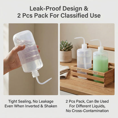 2PCS 1000ml Empty Clear Plastic Plant Flower Succulent Watering Bent Mouth Watering Cans Measuring Squeeze Bottle for Home Garden Use