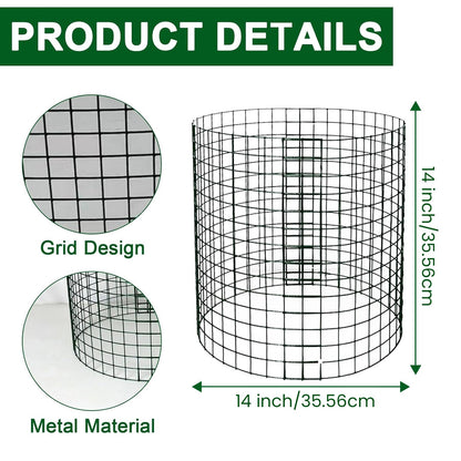 Hyuetrsa 12 Pack Plant Protectors from Animals, 14'' Dia x 14'' H Wire Plant Protector Cage,24 Pcs Pre-Bent Metal Mesh Plant Cages to Keep Rabbits, Squirrels and Chicken Out with Zip Ties & Stakes