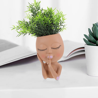 TOYANDONA Resin Face Flower Pot Planter for Indoor Plants, Unique Succulent Plant Container with Fun Design, Decorative Garden Pot for Home and Office Use