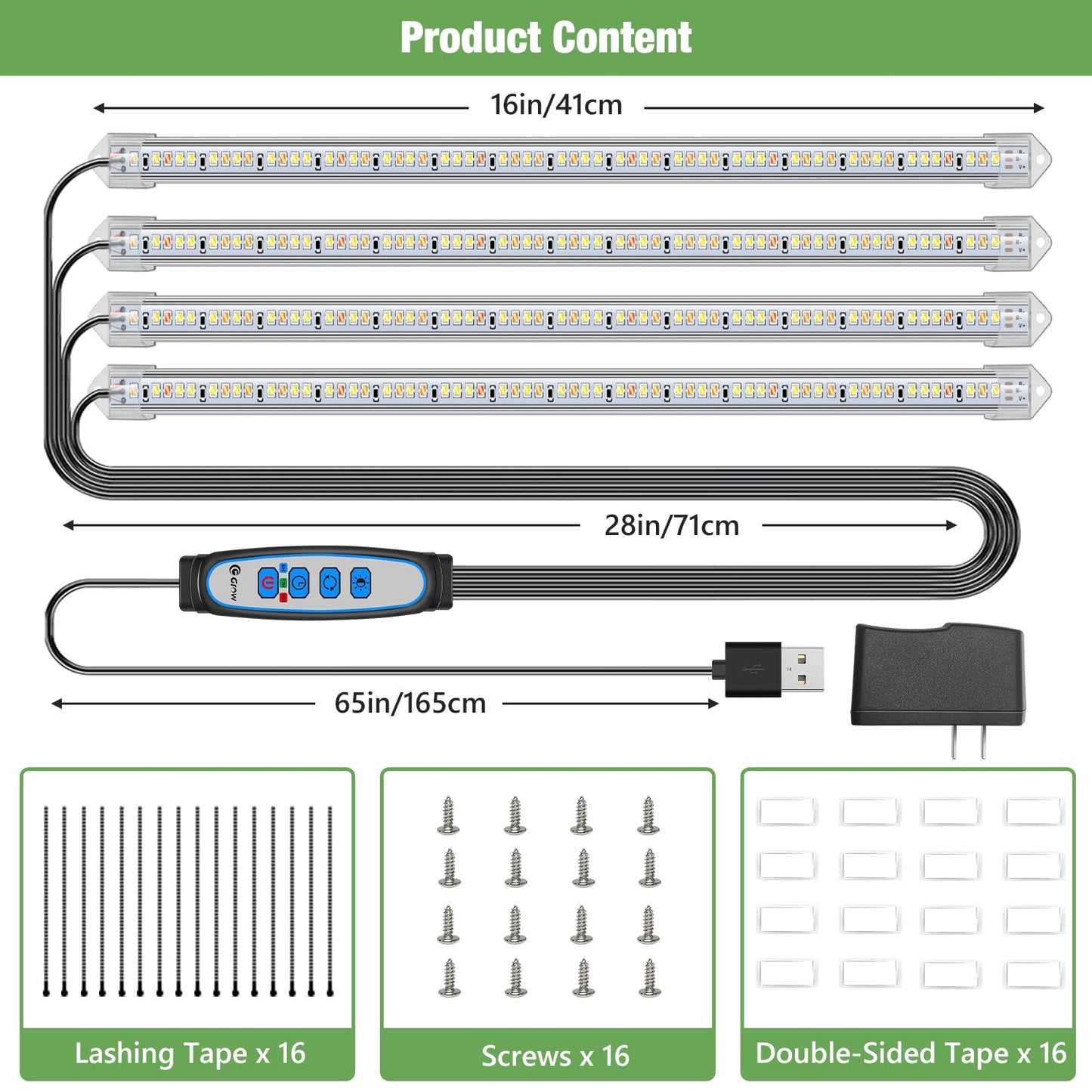 Kullsinss Plant Grow Light Strips, 240 LEDs Grow Lights for Indoor Plants Full Spectrum with Upgrade Timer 6/12/16 Hrs, 3 Spectrum Modes, Sunlike Grow Lamp for Seedlings Hydroponics Succulent, 2 Pack