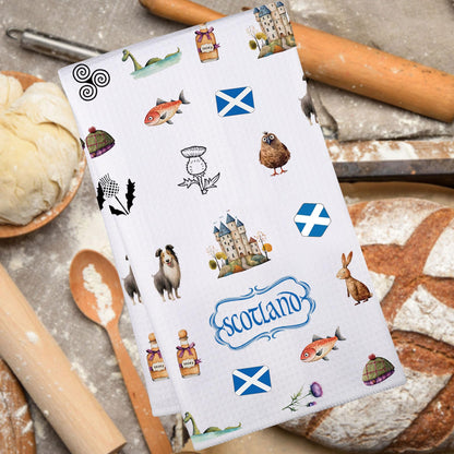 JNIAP Scottish Kitchen Towel - Scottish Thistle Pattern, Highlander Gifts (Scotland)