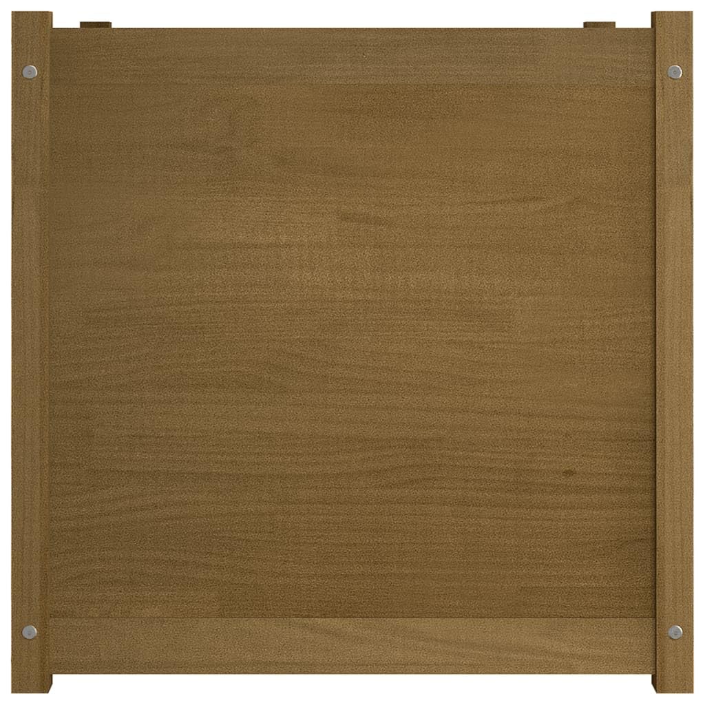 LKJVFCPW Large Outdoor Garden Planter, 27.6-inch Square Wooden Flower Pot for Patio, Backyard, and Terrace, Rustic Honey Brown Solid Pinewood Planting Box with Drainage