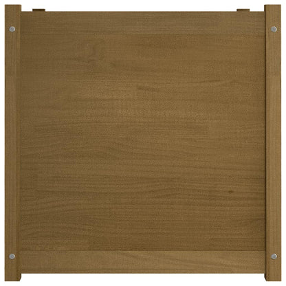 LKJVFCPW Large Outdoor Garden Planter, 27.6-inch Square Wooden Flower Pot for Patio, Backyard, and Terrace, Rustic Honey Brown Solid Pinewood Planting Box with Drainage