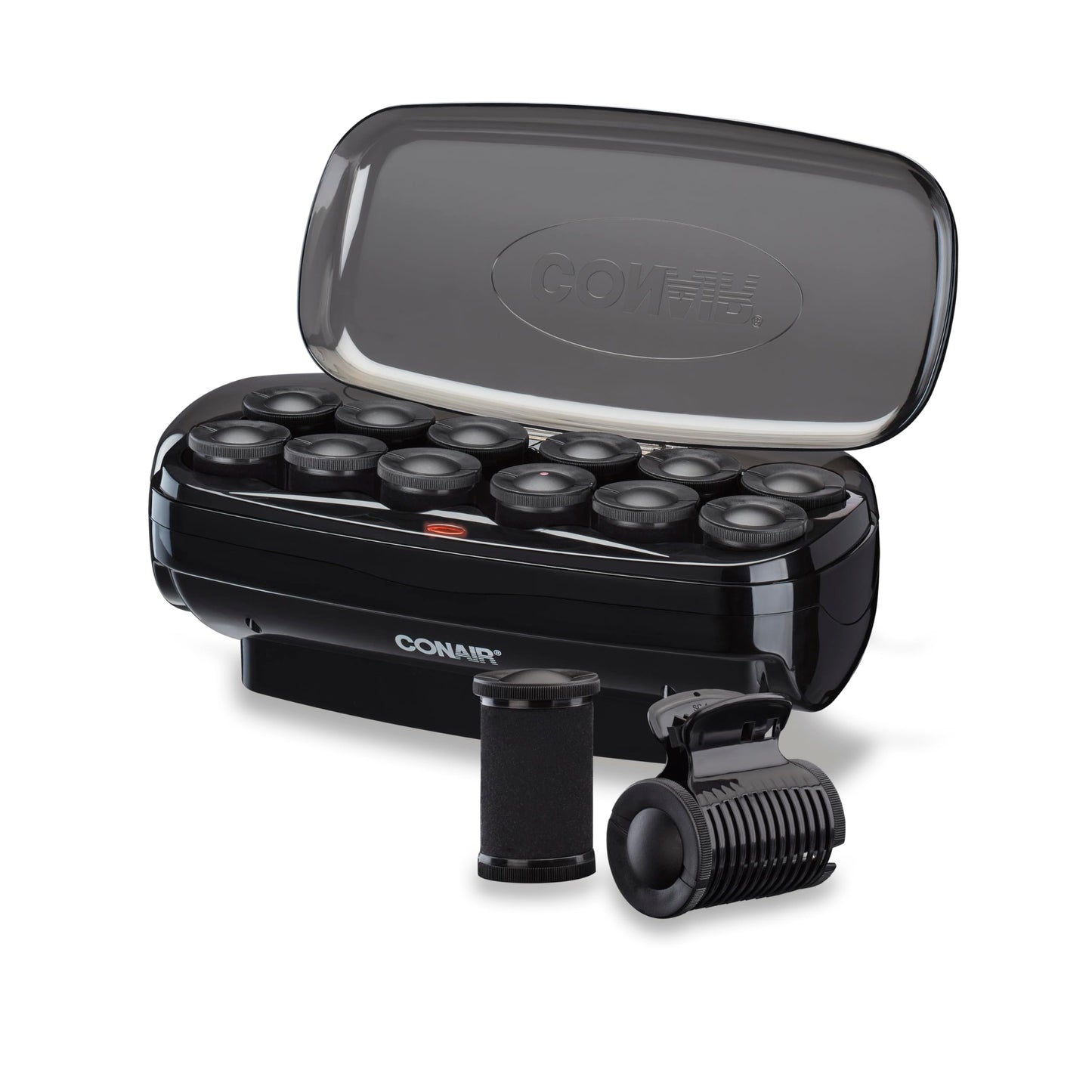 Conair Hot Rollers for Long, Medium & Short Hair, 12 Jumbo 1 ½" Heated Hair Rollers with Clips, Hot Curlers for Women, Volume & Curls, Amazon Exclusive, Black