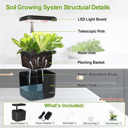 Indoor Garden Growing Systems Self-Watering Plant Pot Smart Gardening System with 17 Watts LED Grow Light Auto Timer Gardening Plant Gifts for Mom Plant Pot for vegetables herbs(No Seeds&Soil)