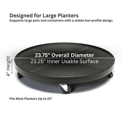 23.5" Rolling Plant Caddy with Wheels, Heavy Duty Plant Pot Stand with Casters & Locking Wheel, Indoor Outdoor Planter Base for Pots, Round Plant Tray, Gray Mist, Supports 500 lbs