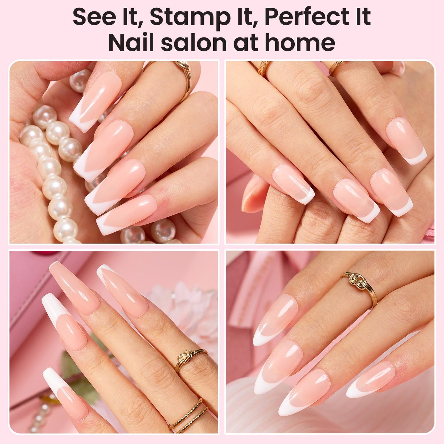Beetles Nail Stamp 3Pcs Silicone French Tip Nail Stamp Kit with Replacement Nail Stamper Heads and Scrapers Soft Silicone Nail Printing Tool for Home Manicure Diy Nail Art Salon Gifts for Girls